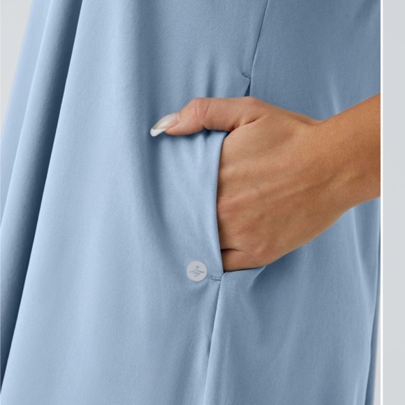 HALARA BREEZEFUL RACER BACK WITH POCKETS HI LOW MIDI DRESS LIGHT BLUE SZ XL - Picture 3 of 14